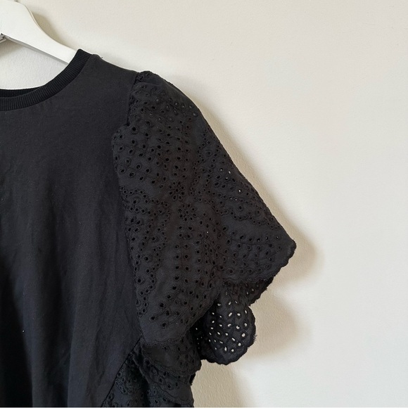 NWT Pomander Place Tuckernuck Eyelet Emi Black Lace Flutter Top Size XS - Picture 5 of 8